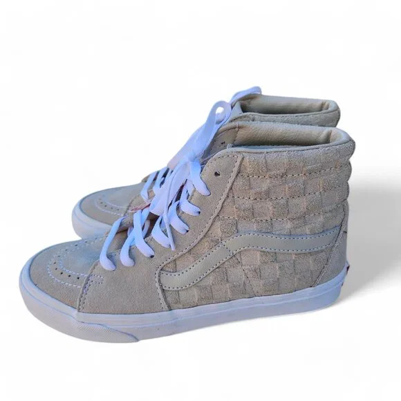 NWT Vans Sk8 Hi Skate Suede Unisex Mens 7.5 Womens 9 Checkered High Top Sneakers - Picture 2 of 8